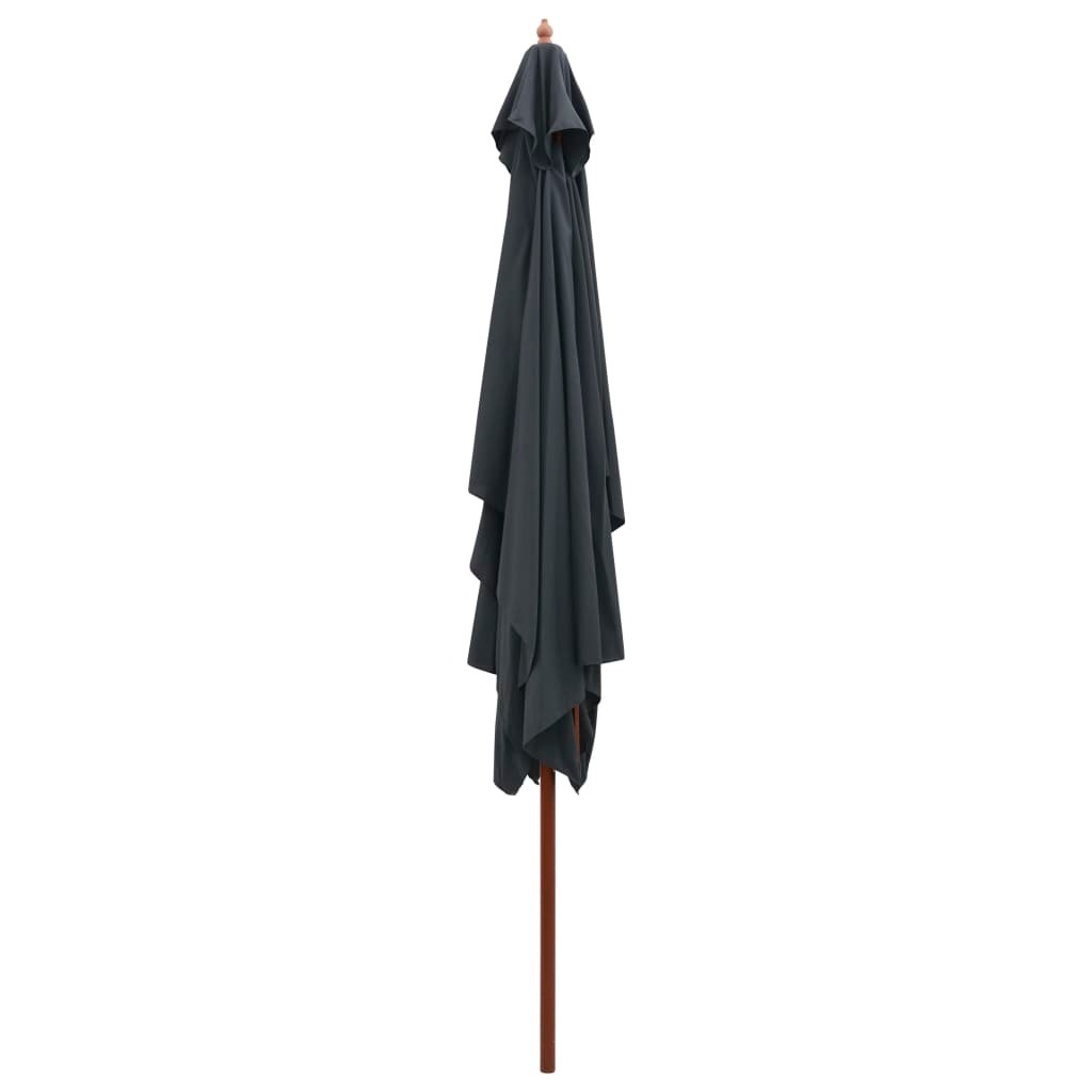 Outdoor Parasol with Wooden Pole 200x300 cm Anthracite